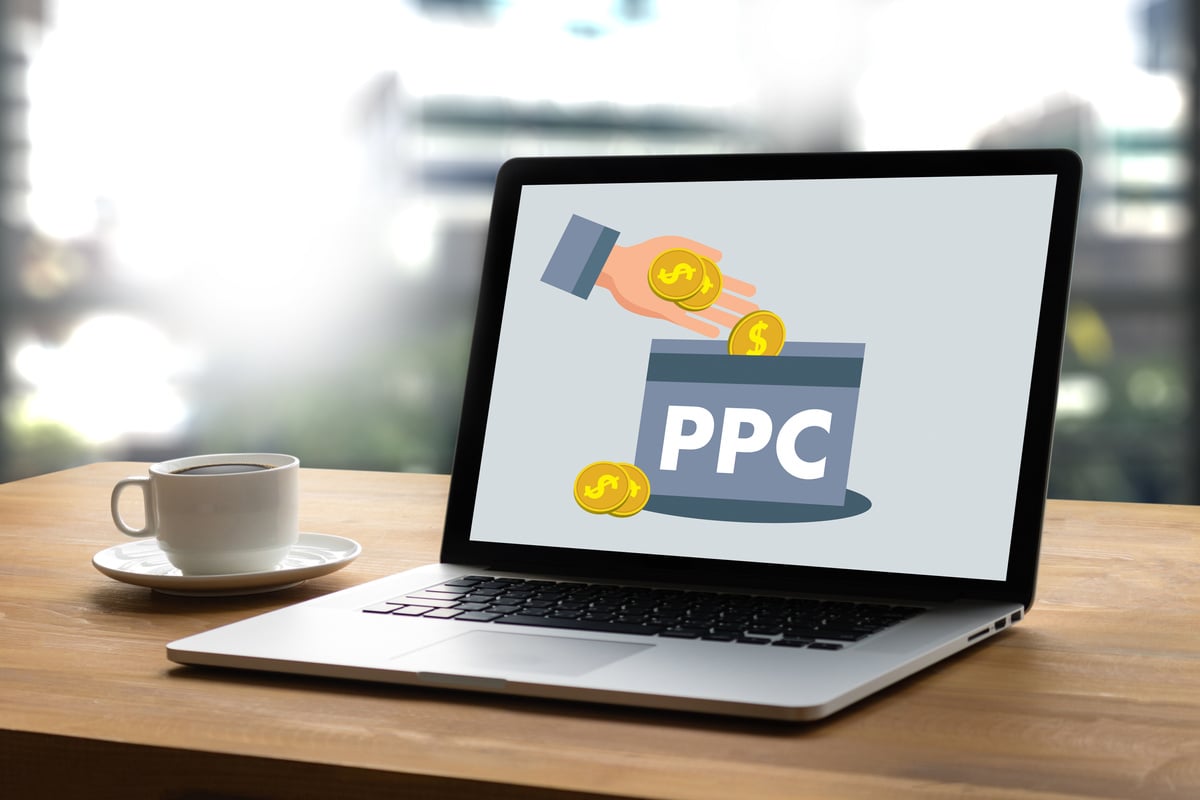 PPC - Pay Per Click concept Businessman working concept